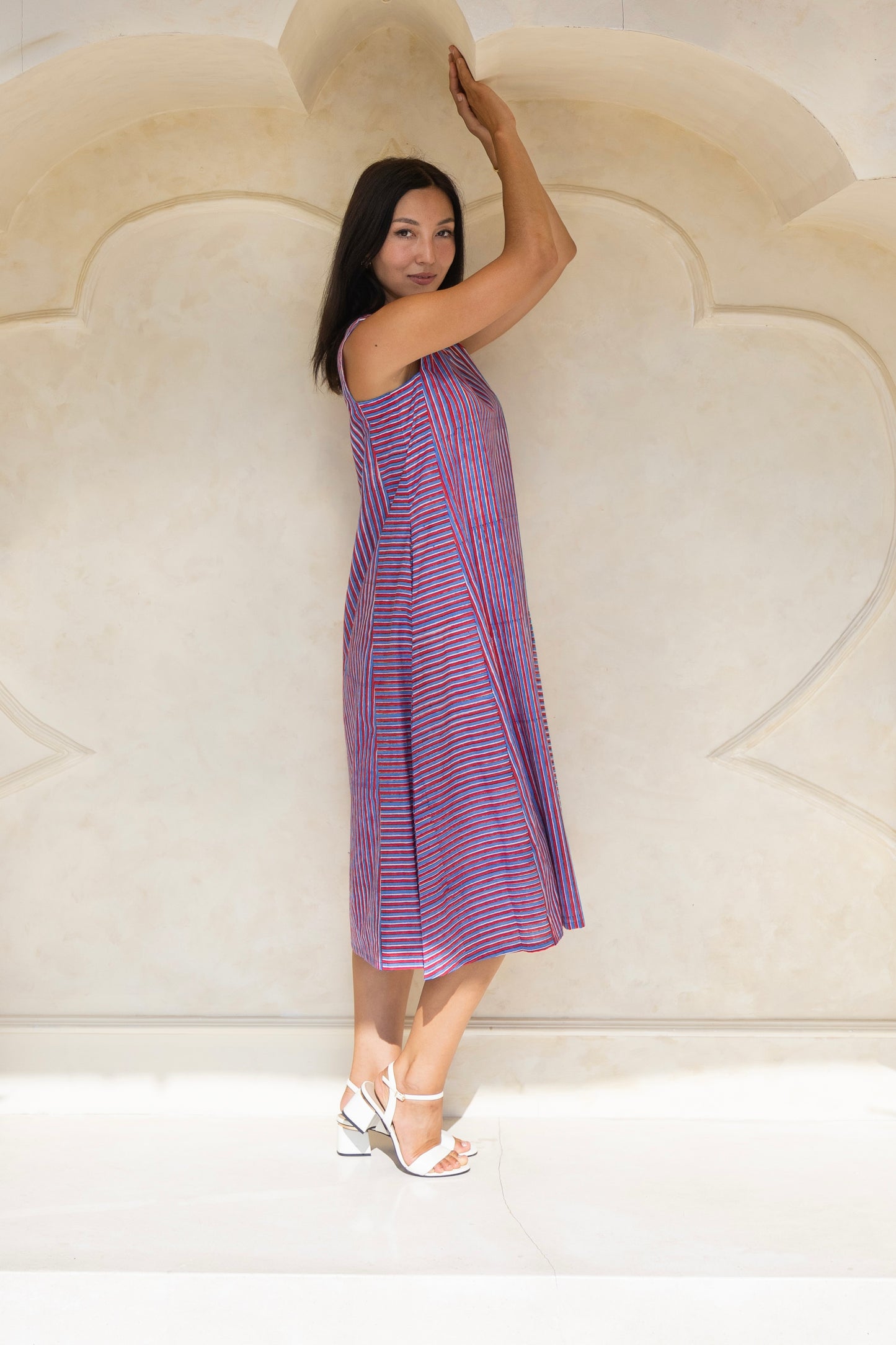 Violet dress in stripes