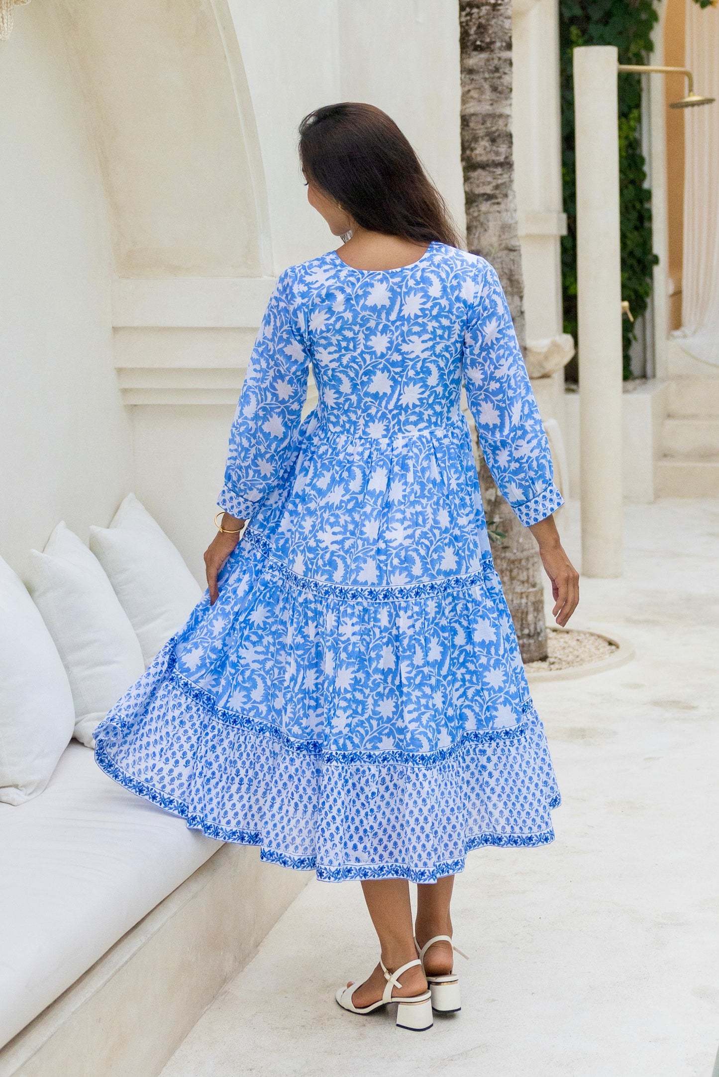 Wisteria Dress in Santorini Blue