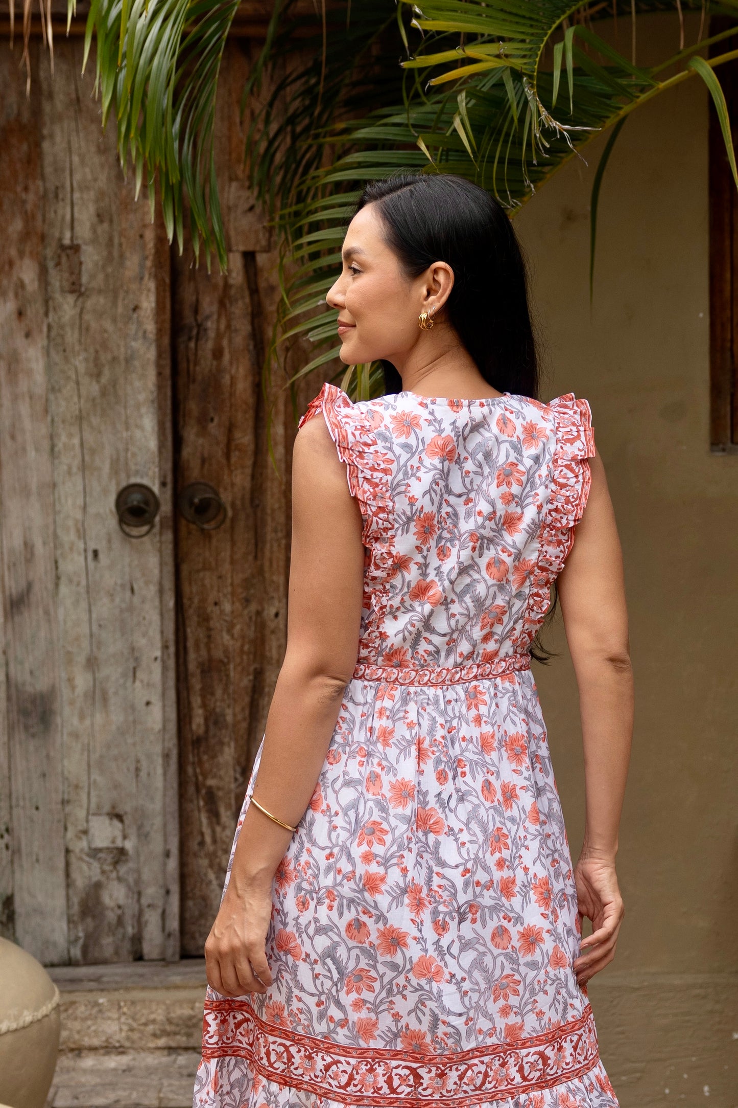 Jasmine Dress in Peach Firecracker