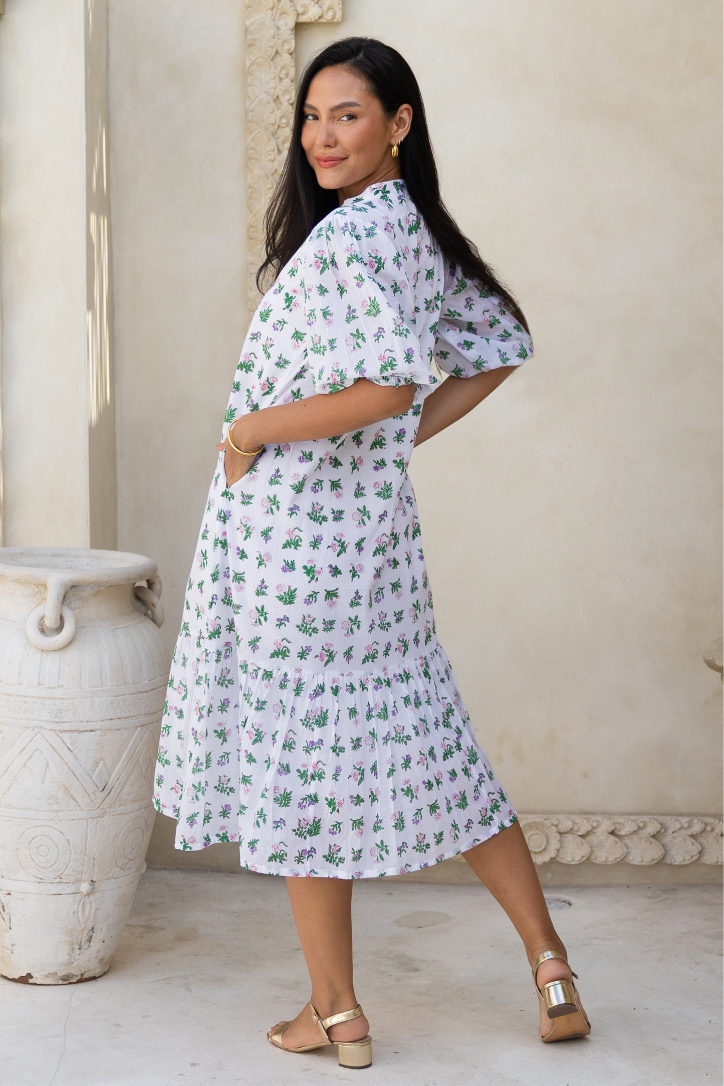 Heather Dress with Sleeves in Lavender bloom