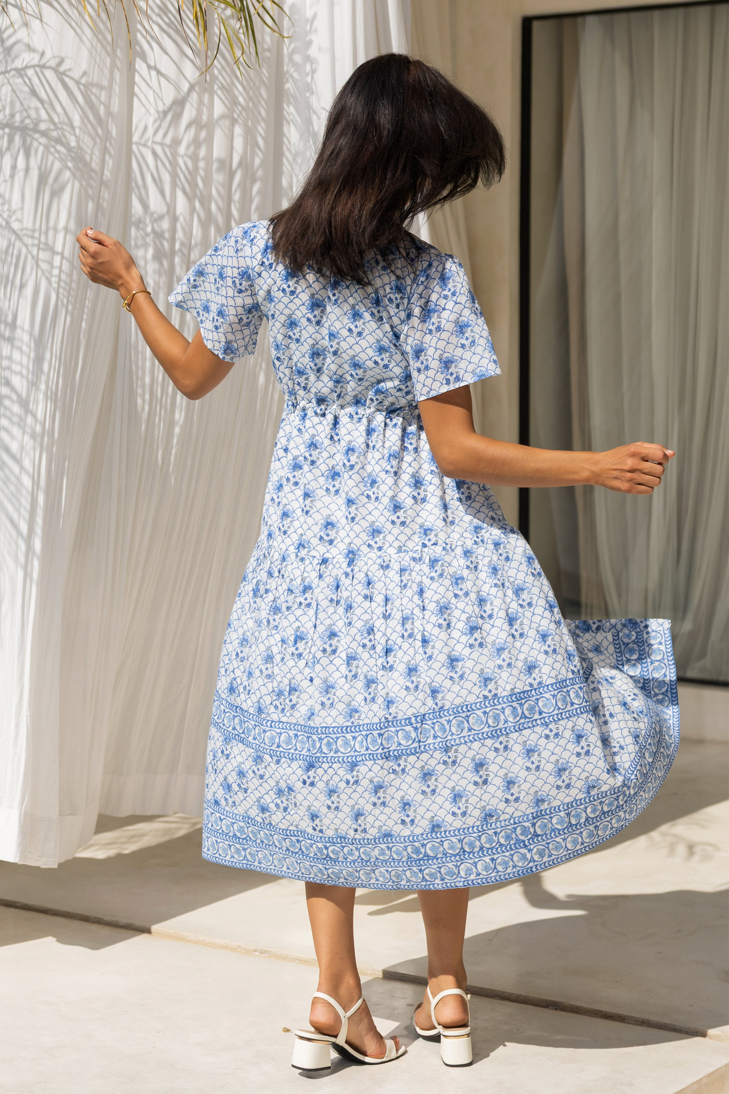 Juniper Dress in Blue Mosaic Petals