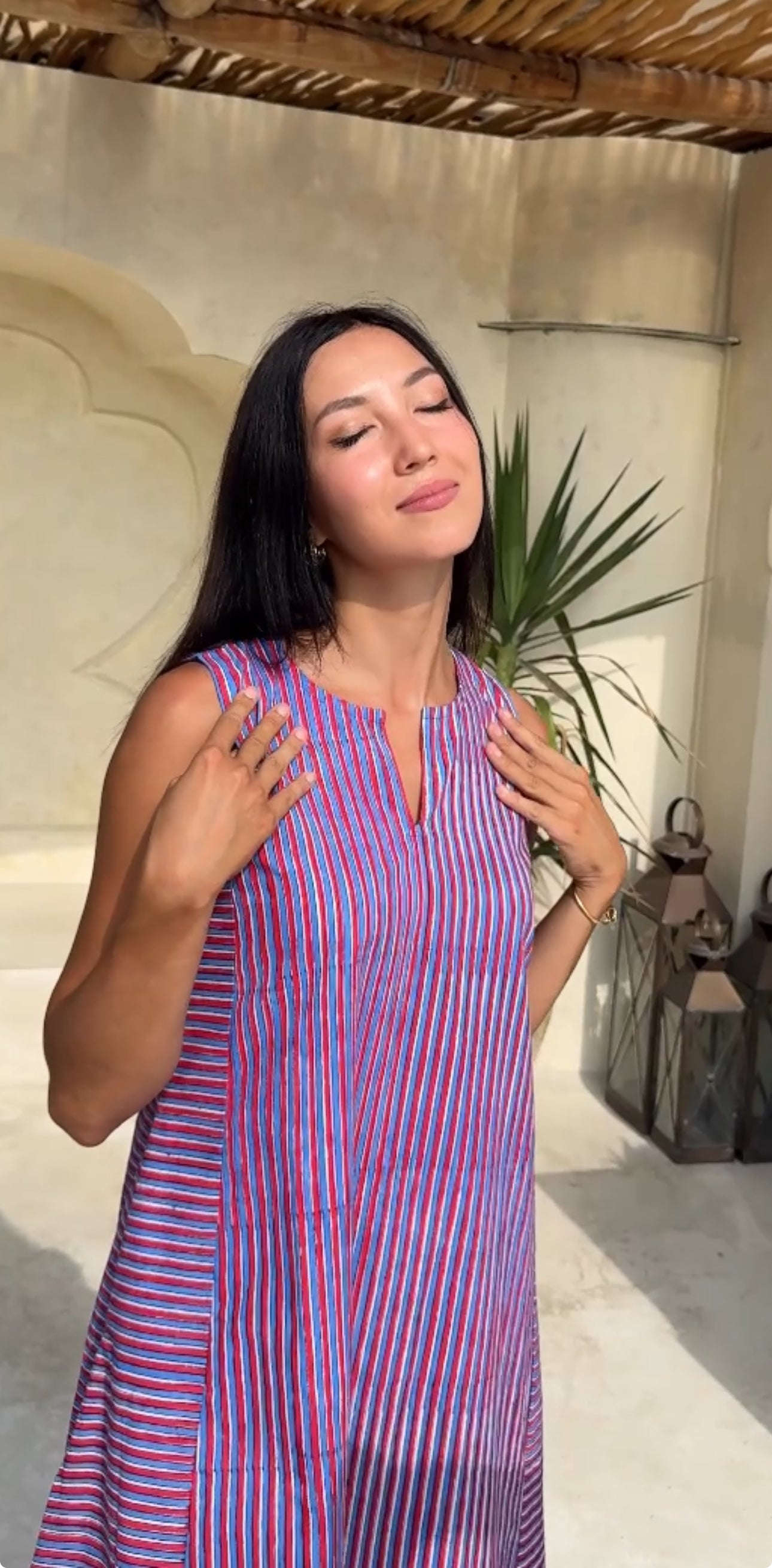 Violet dress in stripes