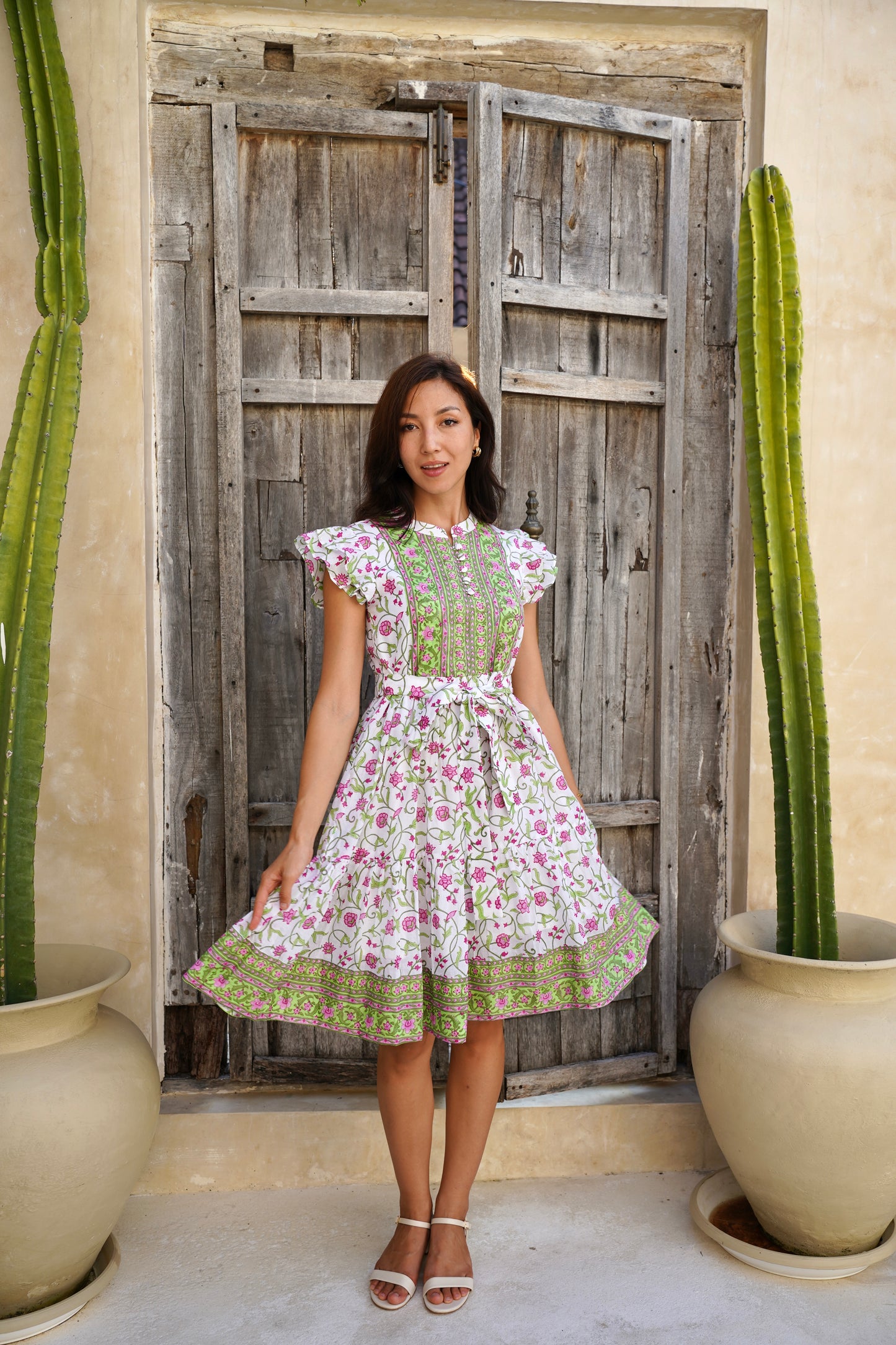 Camellia Dress in Spring Rose Vine