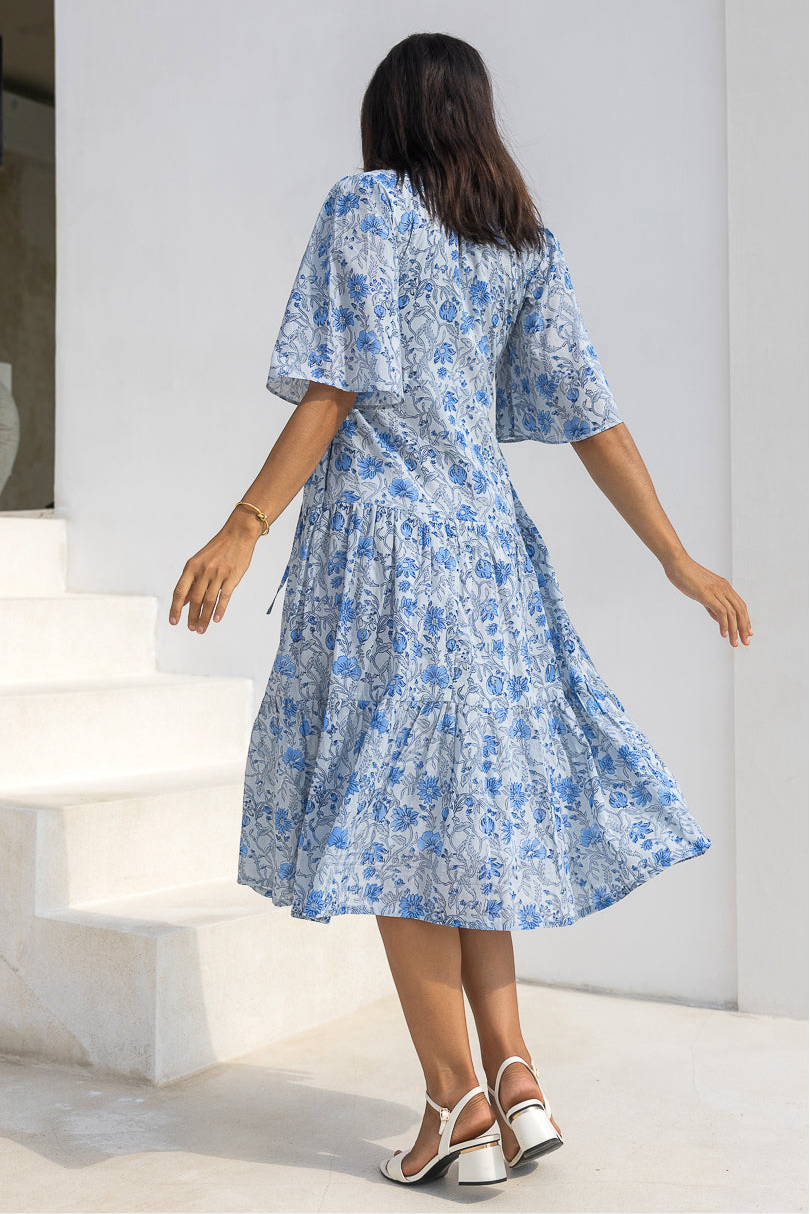 Lilia Wrap Dress in Periwinkle Blue