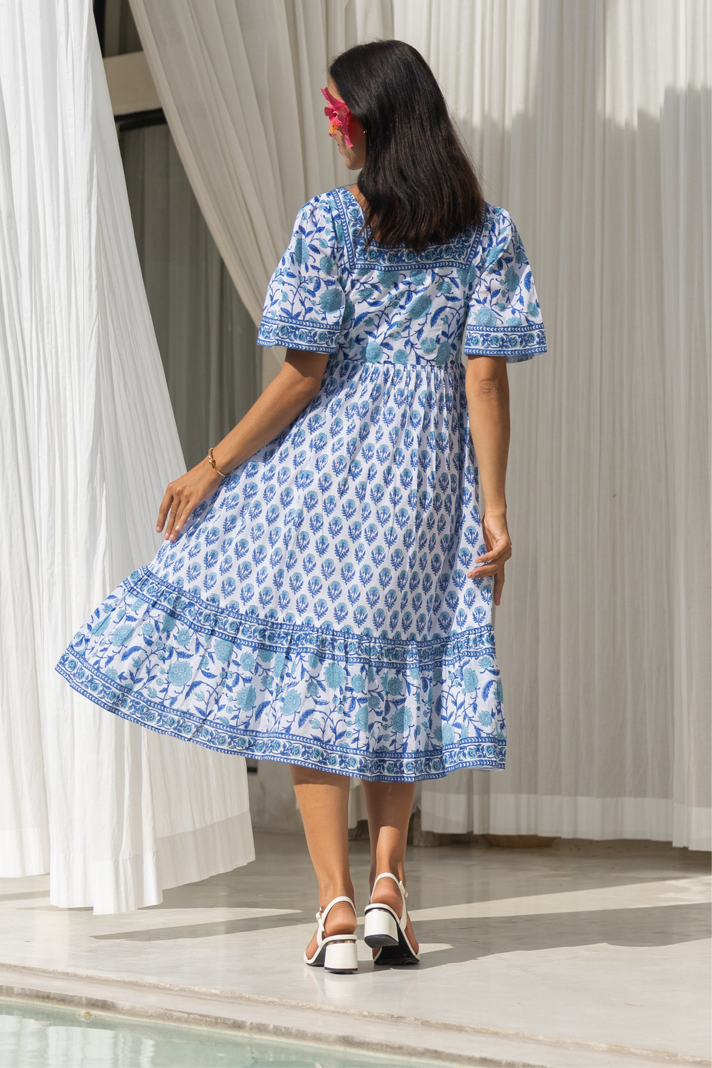 Oleana Dress in Ocean blue