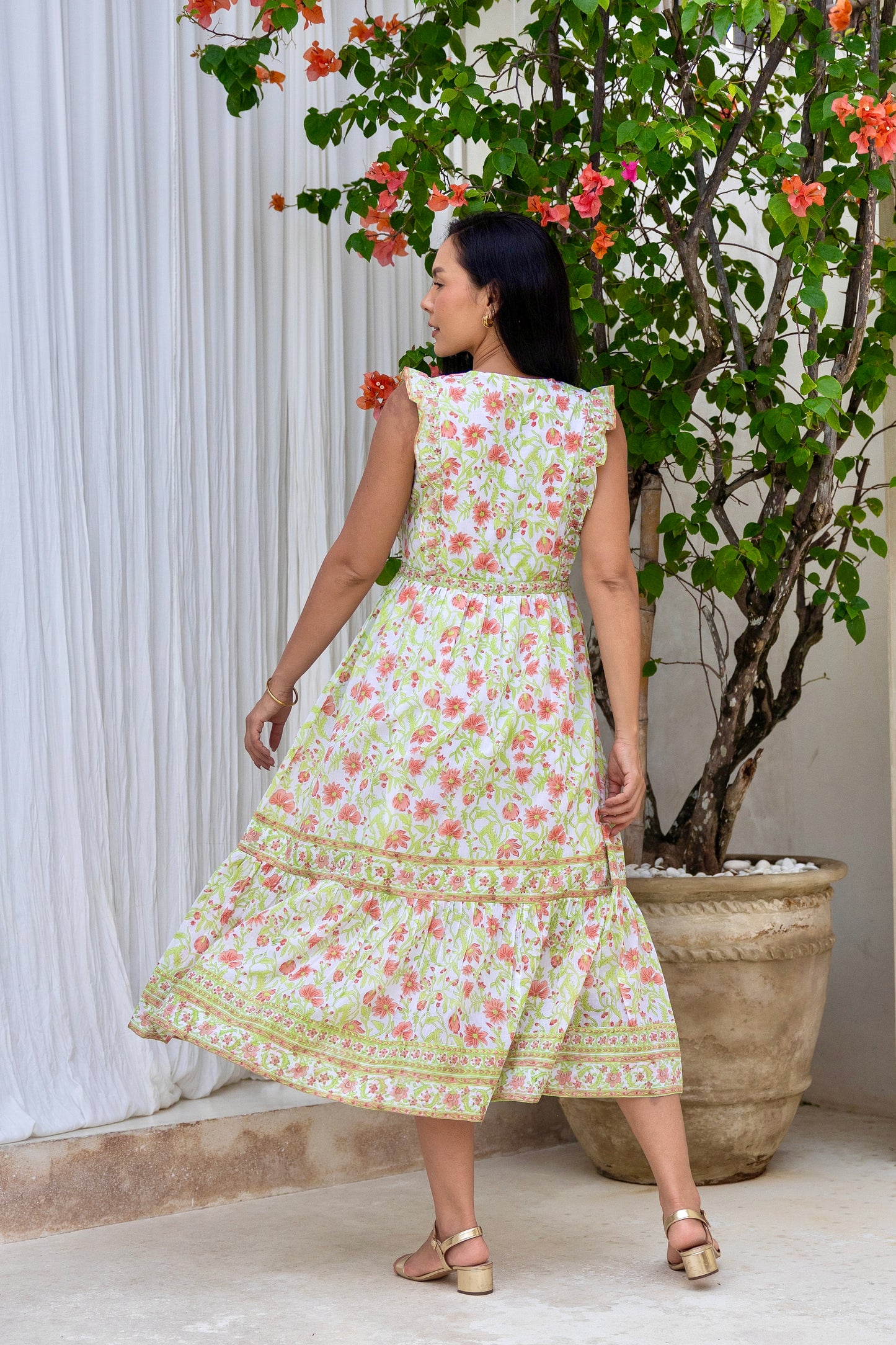 Jasmine Dress in Peach Spring Floral