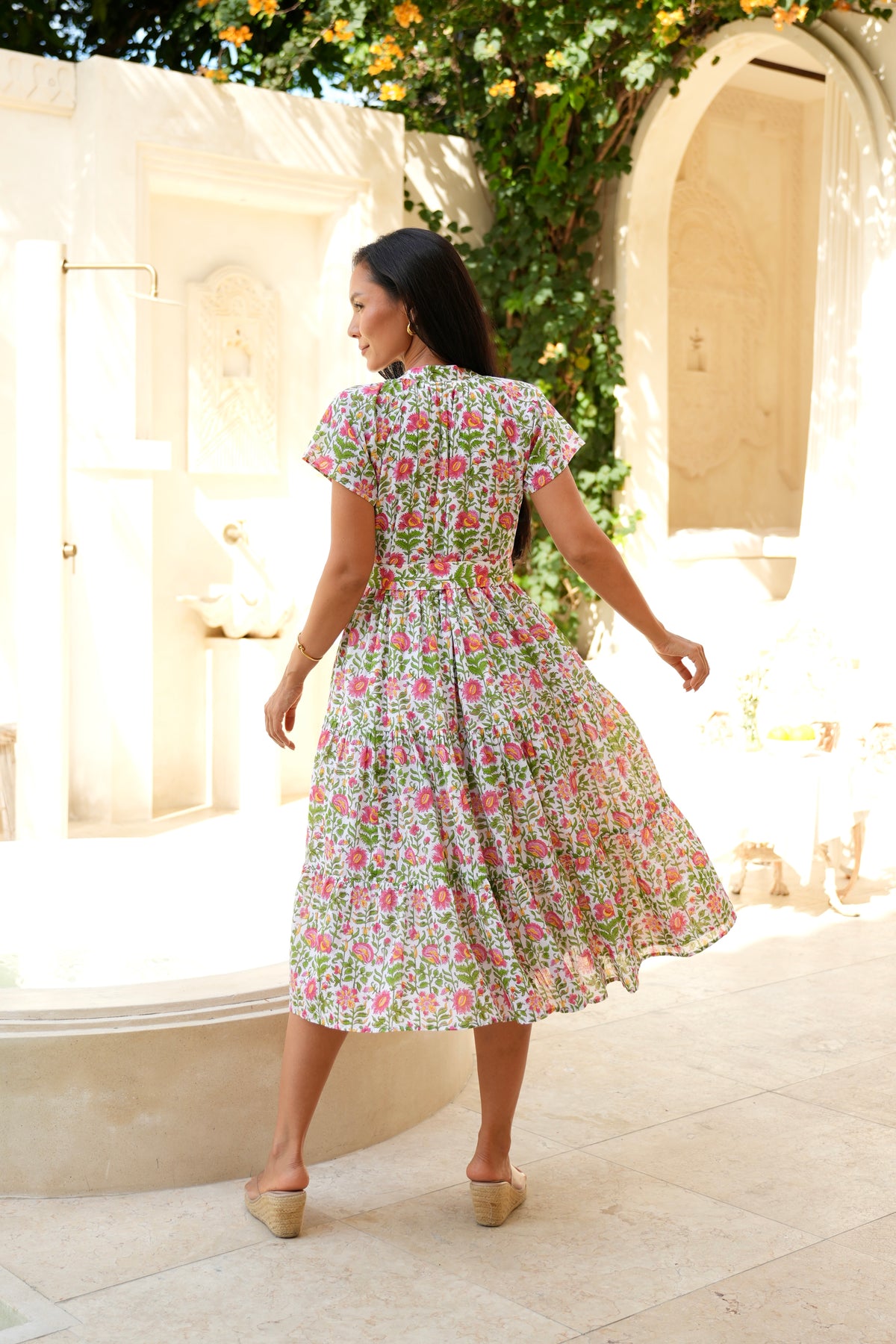 Marguerite Dress in Tropical Garden