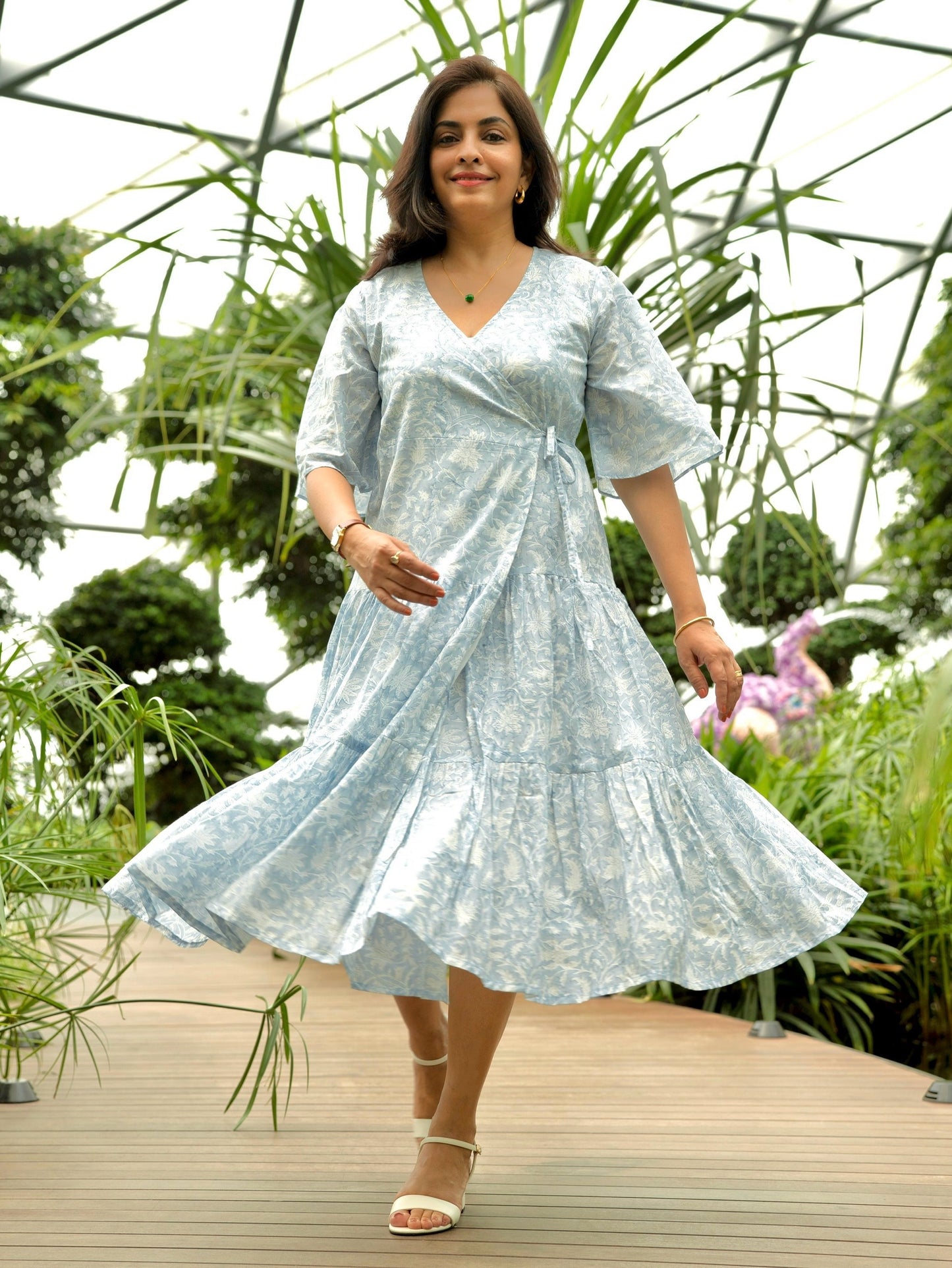 Lilia Wrap Dress Silver Blue