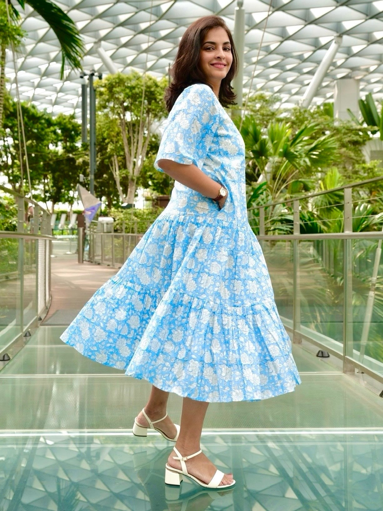 Lilia Wrap Dress in Sky Blue