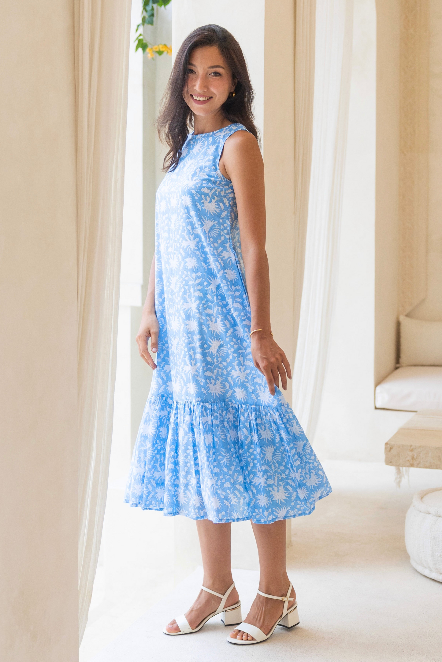 Heather Dress in Azure Garden