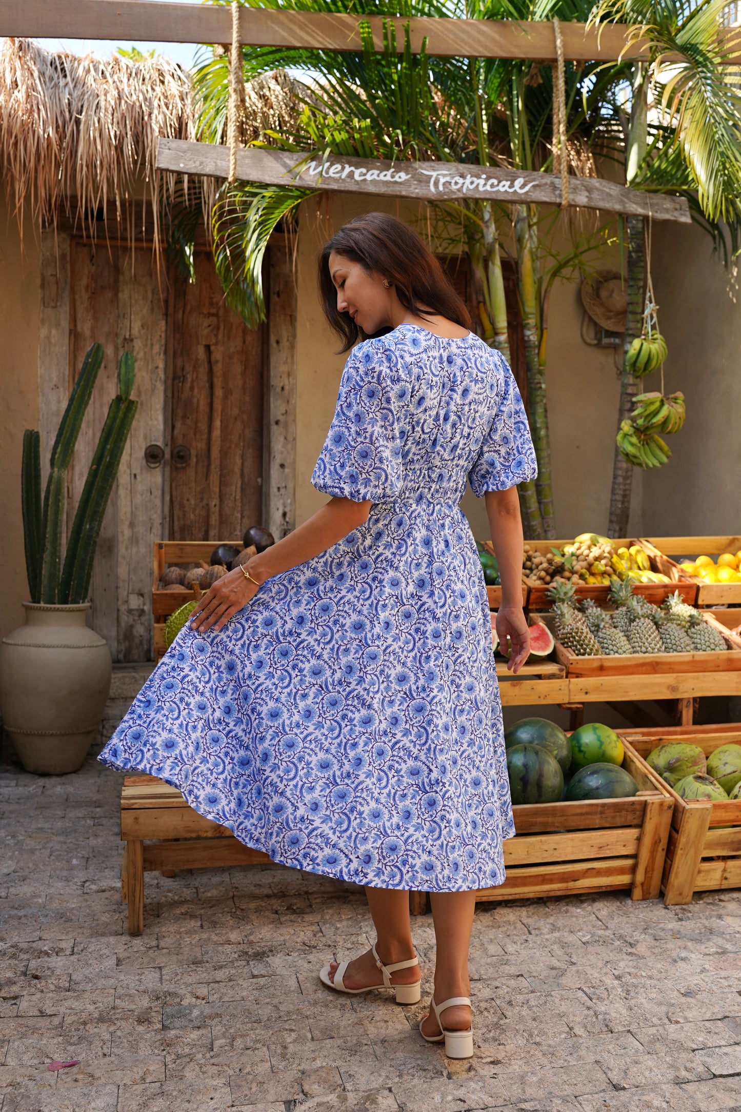 Kalina Dress in Indigo Vine