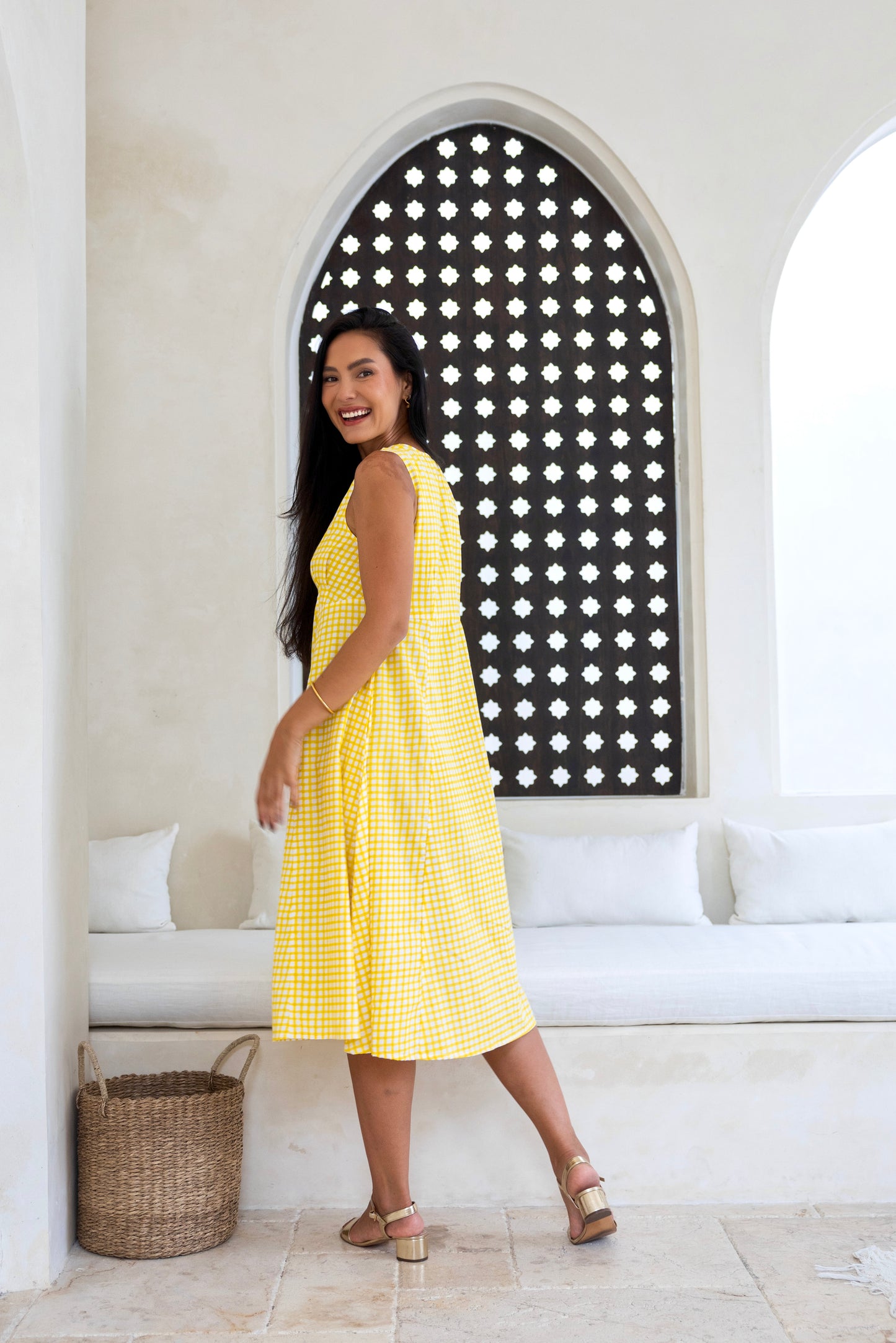 Primrose Dress in Yellow Gingham
