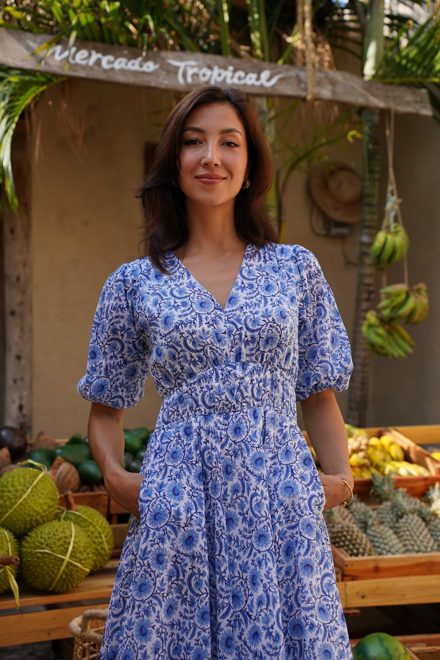 Kalina Dress in Indigo Vine