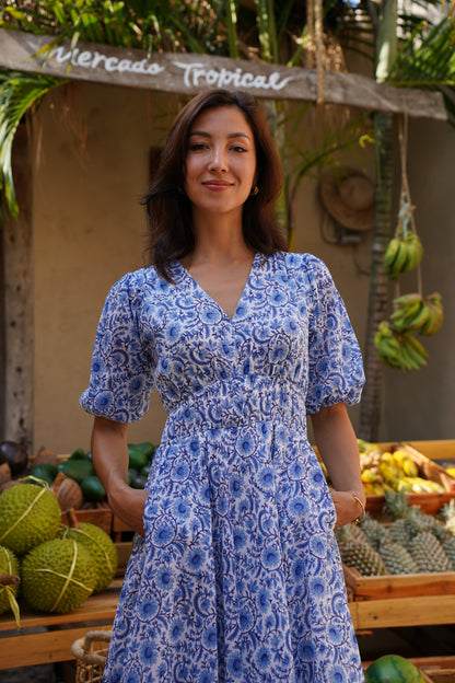 Kalina Dress in Indigo Vine