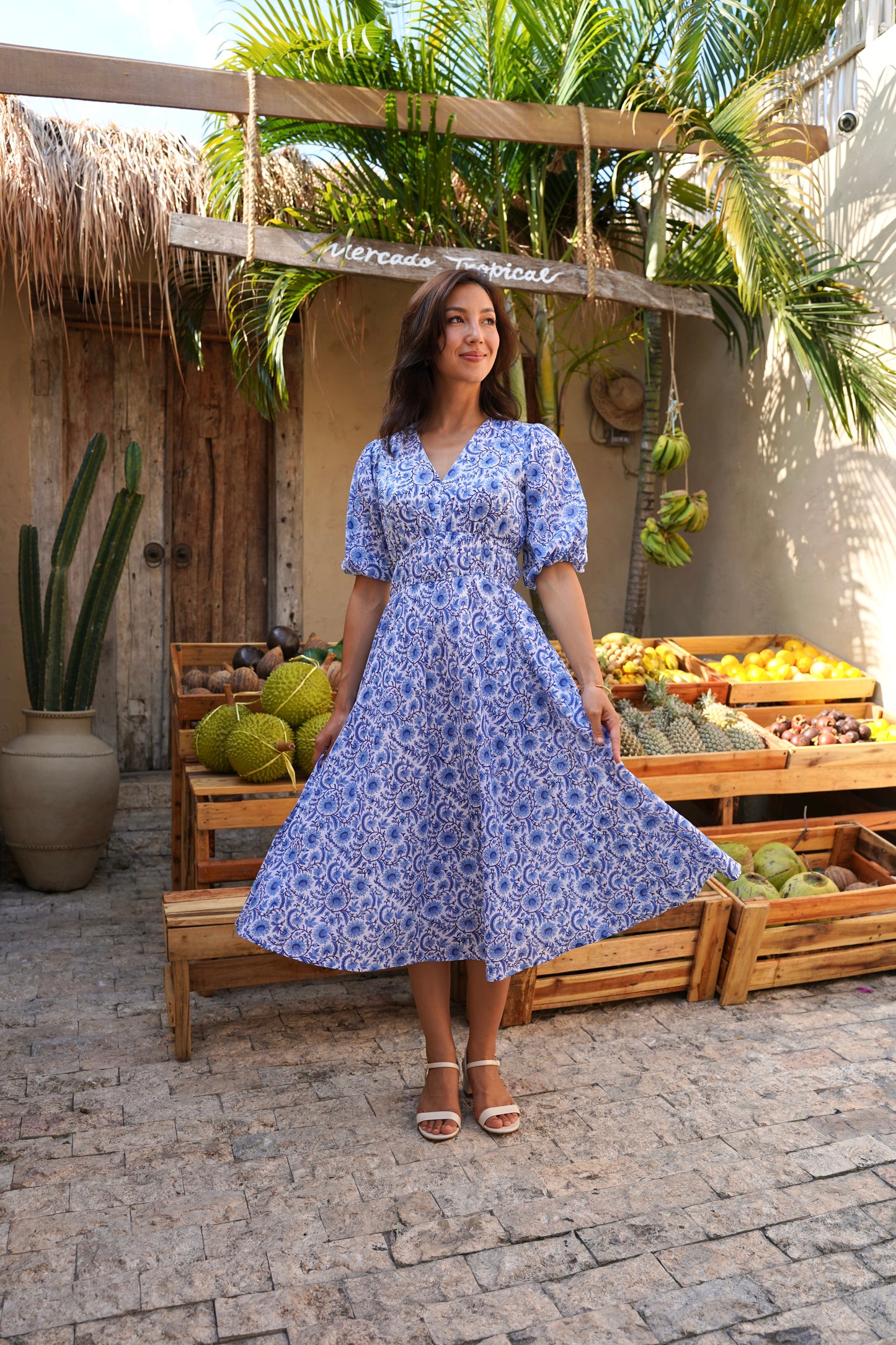 Kalina Dress in Indigo Vine