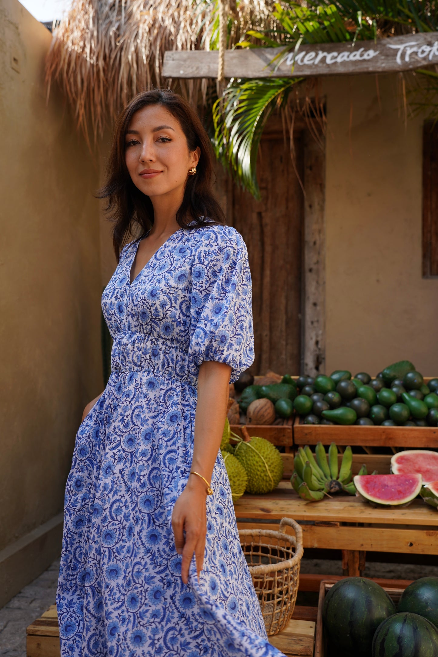 Kalina Dress in Indigo Vine