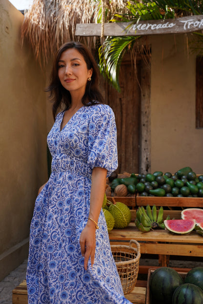 Kalina Dress in Indigo Vine