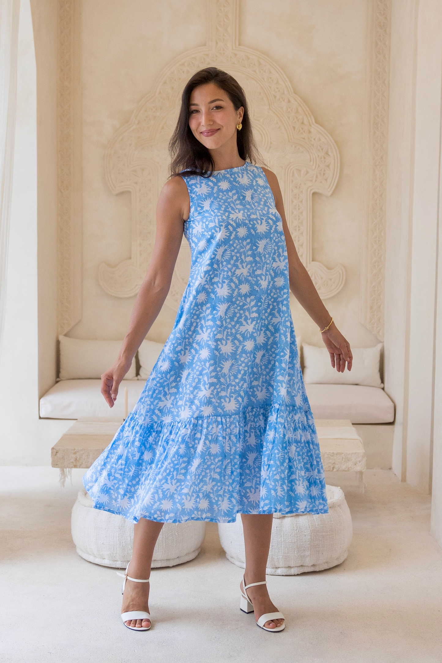 Heather Dress in Azure Garden
