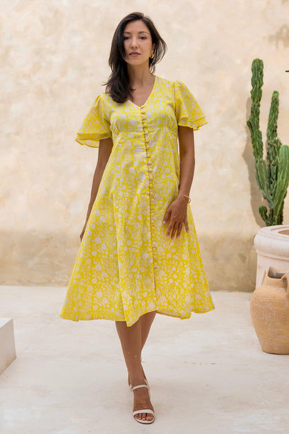 Primrose Dress with sleeves in Lemon Sorbet