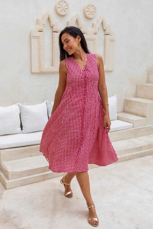 Primrose Dress in Ruby Gingham