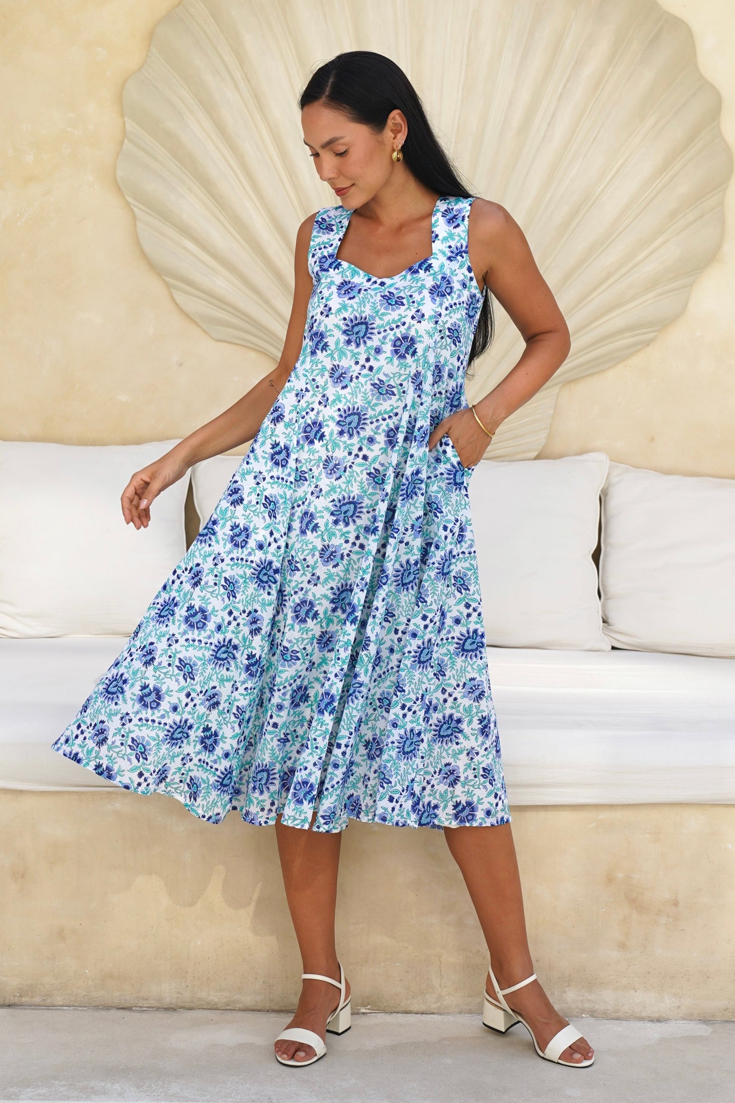 Sweet Pea dress in Seafoam Bloom