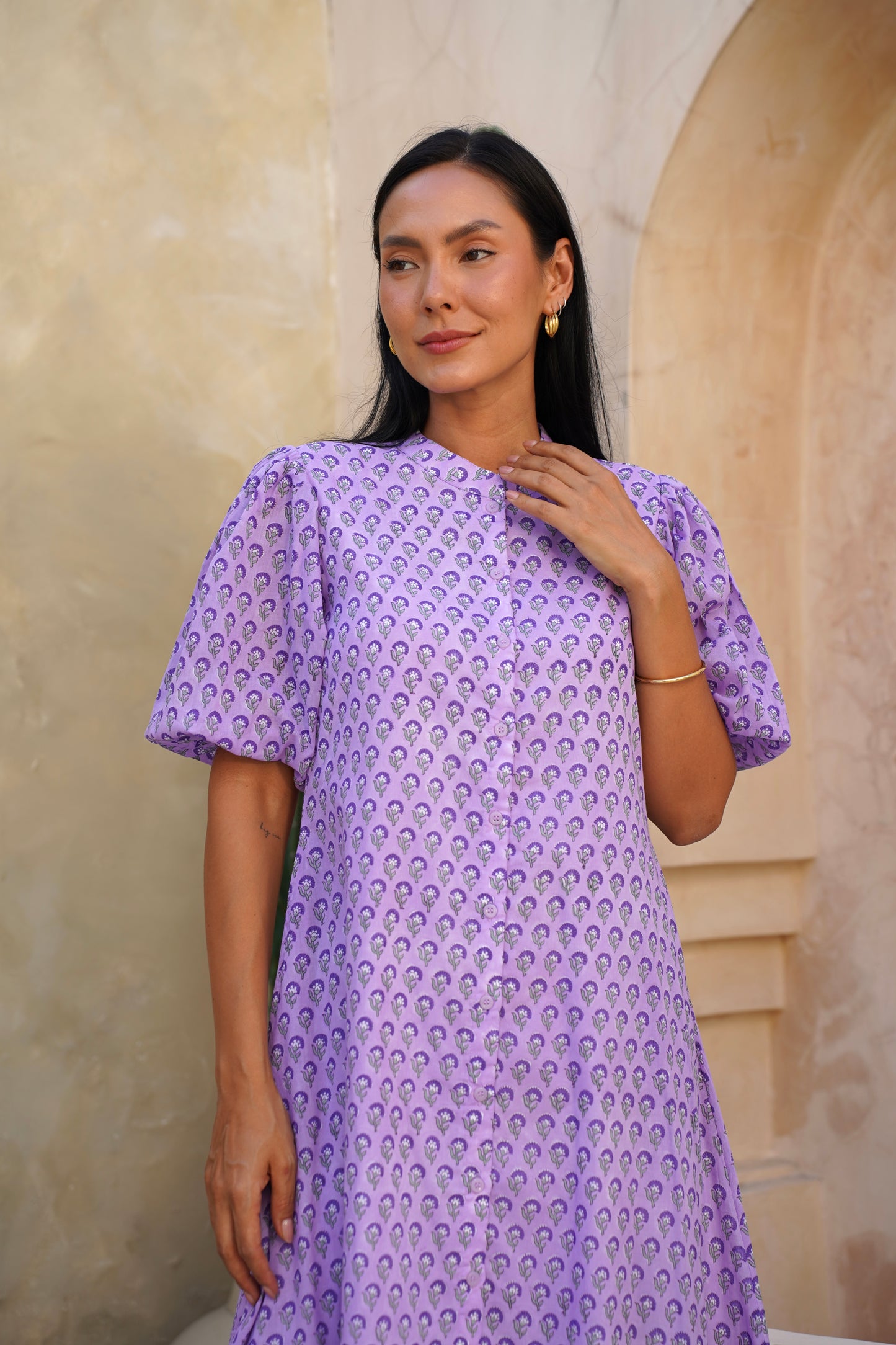 Heather Dress with sleeves in Lilac Mist