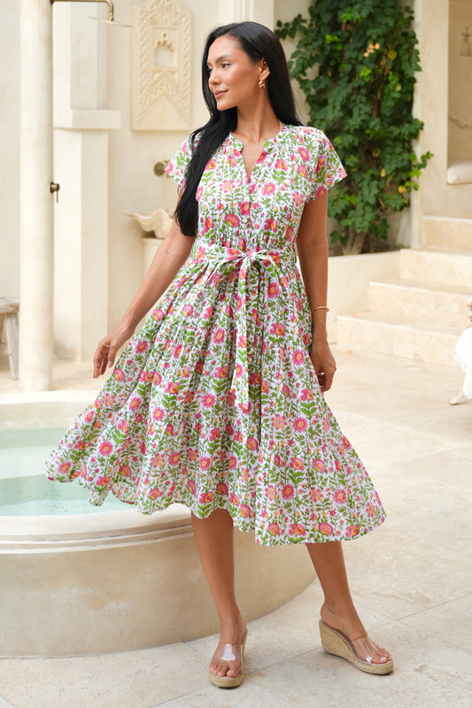 Marguerite Dress in Tropical Garden