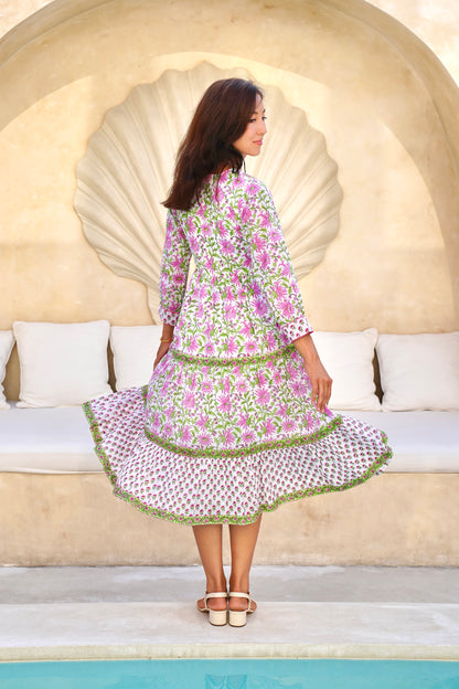 Wisteria Midi Dress in Pink