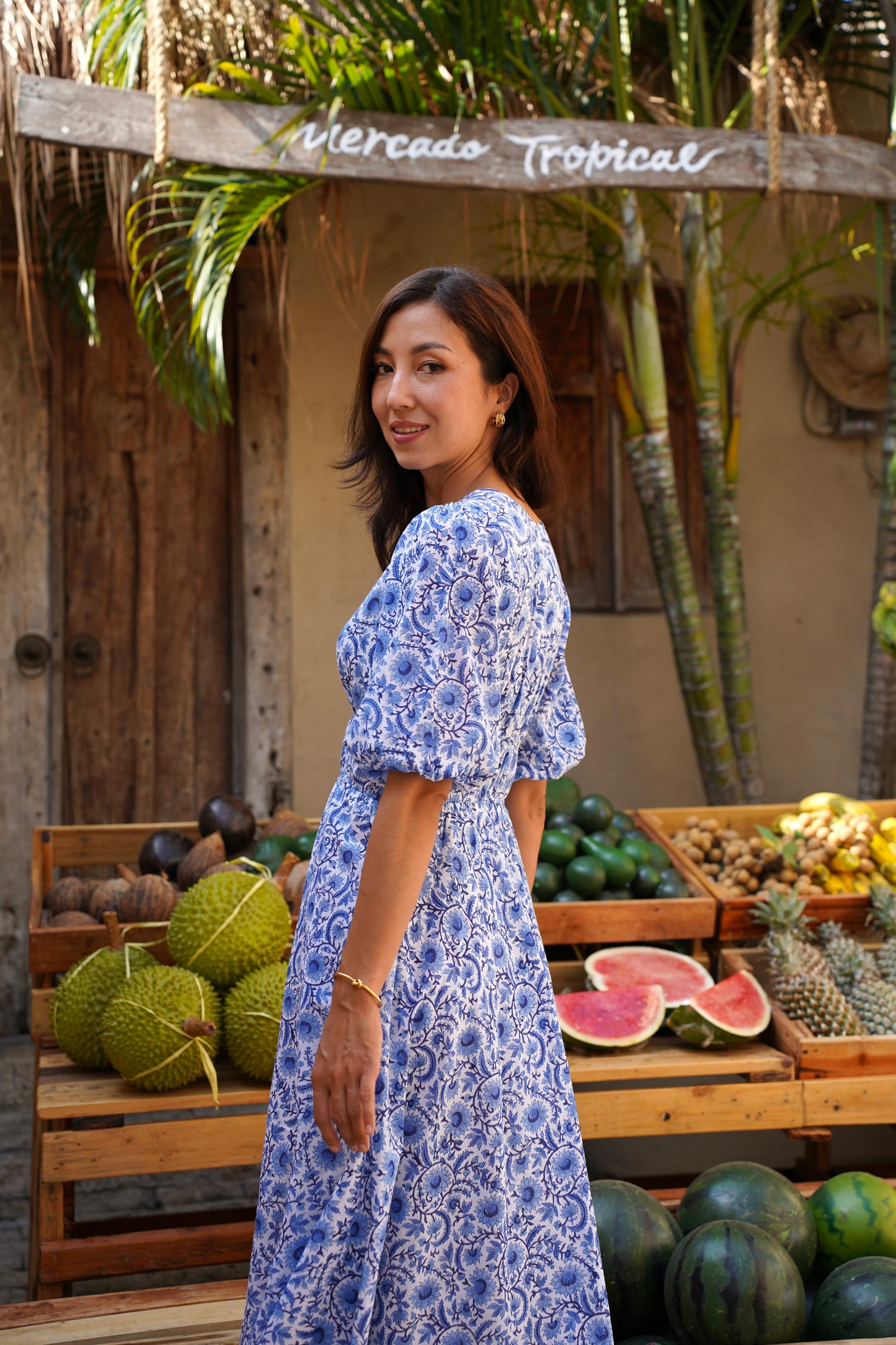 Kalina Dress in Indigo Vine
