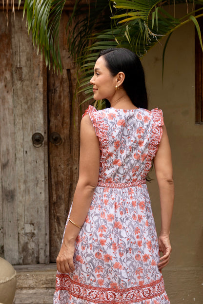 Jasmine Dress in Peach Firecracker