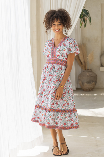 Olivia Dress in wine bloom