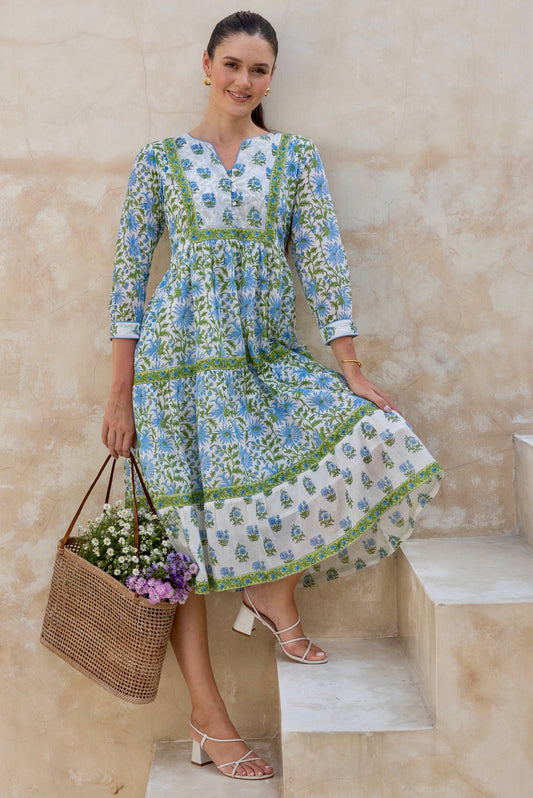 Wisteria Dress in Azure Garden