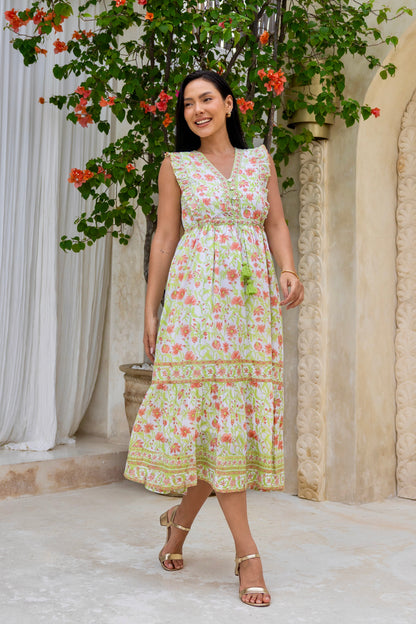 Jasmine Dress in Peach Spring Floral