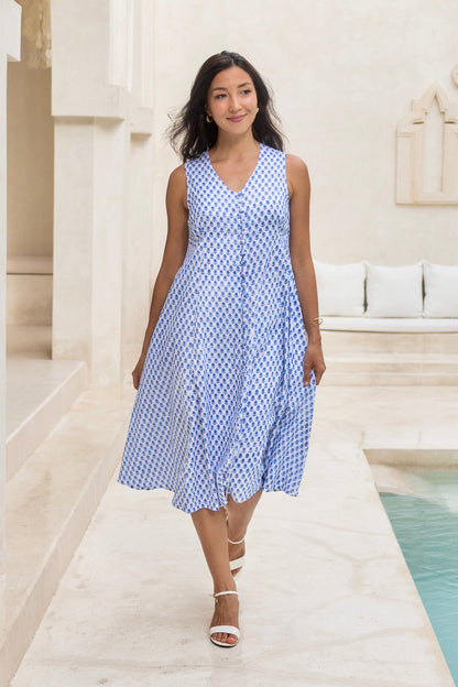 Primrose Dress in Santorini Blue Butti