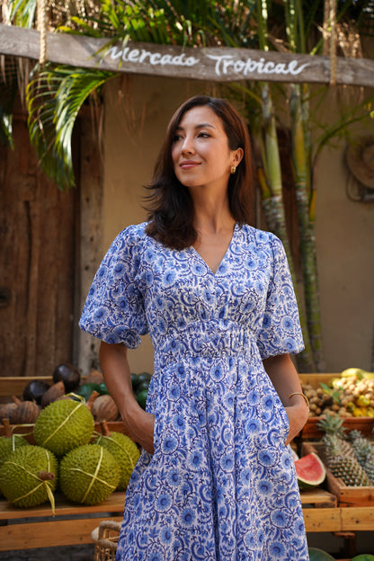 Kalina Dress in Indigo Vine