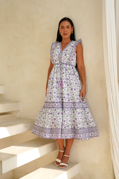 Jasmine Dress in Lavender Blooms