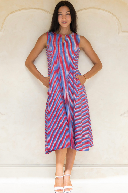 Violet dress in stripes