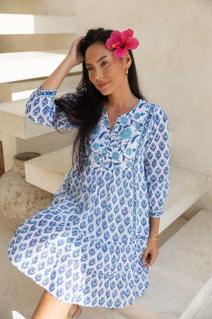 Wisteria Short Dress in Ocean Blue