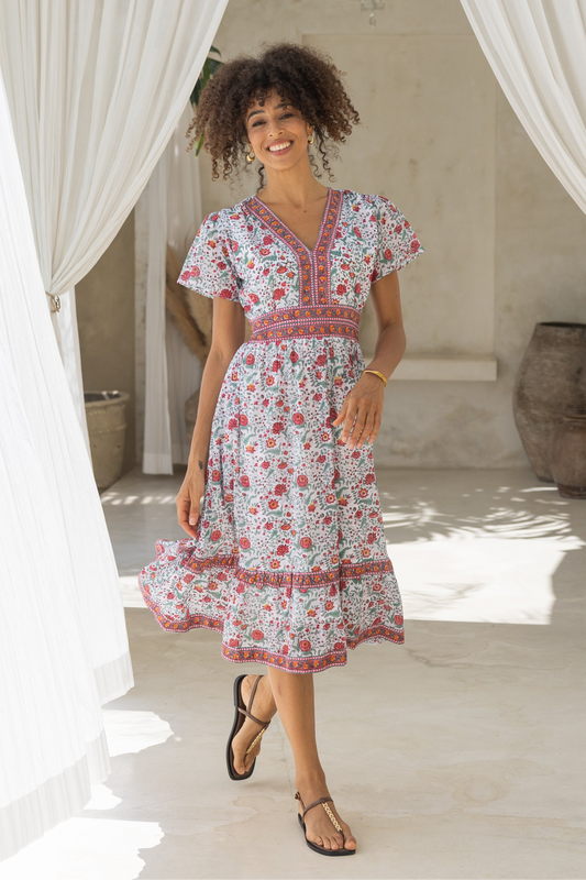 Olivia Dress in wine bloom