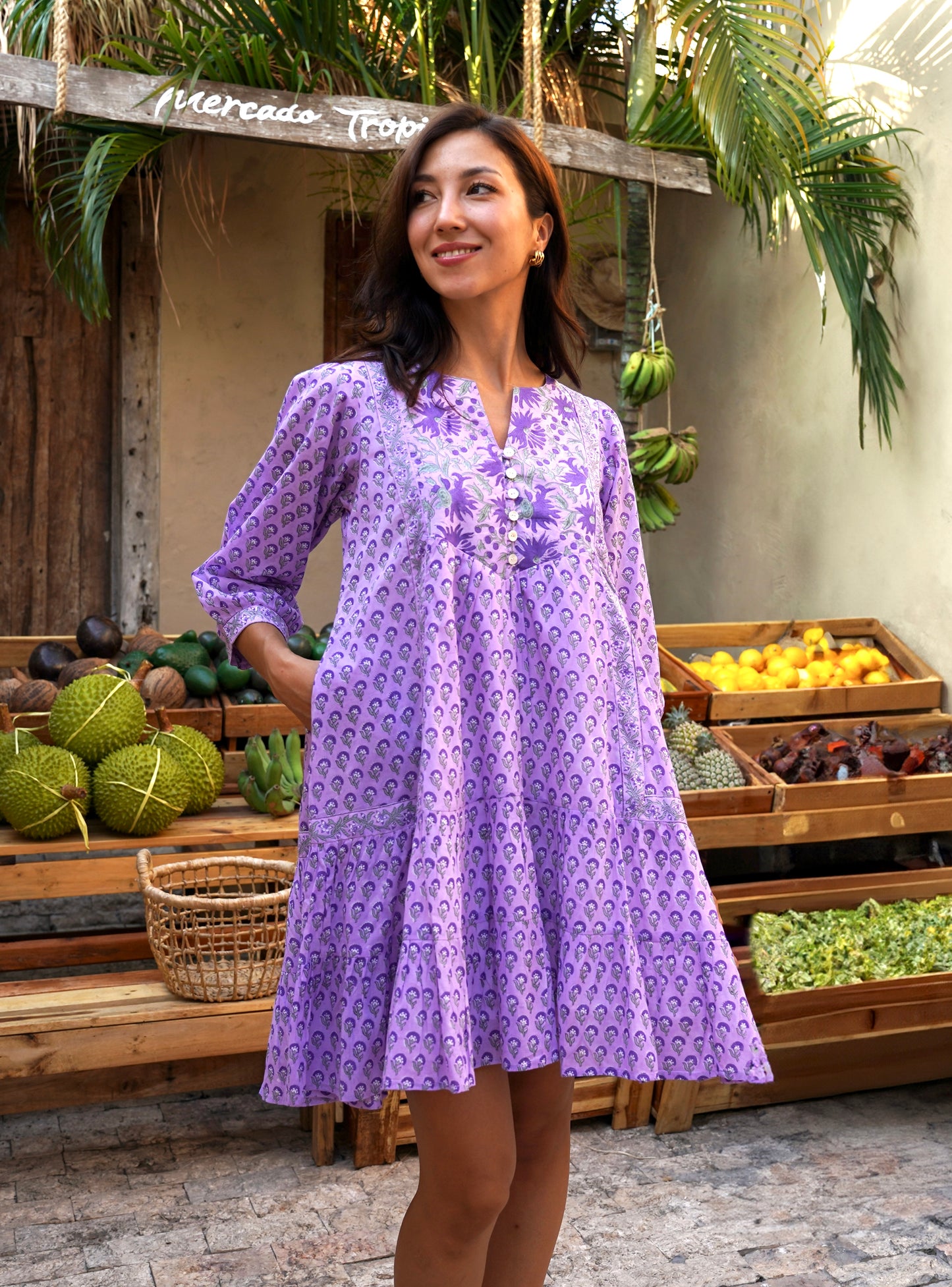 Wisteria Short Dress in Lilac Mist