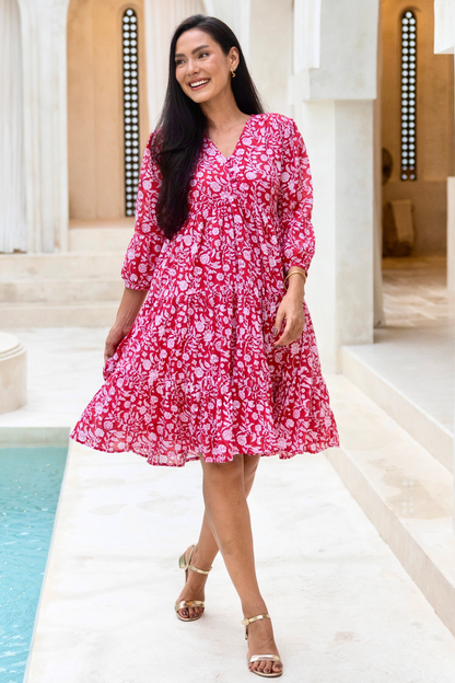 Senna Dress is Ruby Red