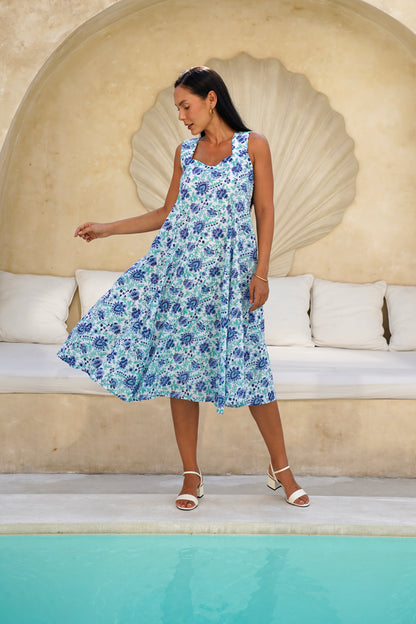 Sweet Pea dress in Seafoam Bloom