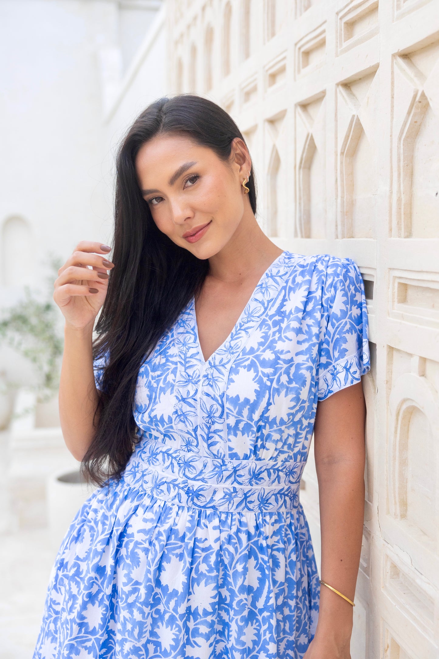 Olivia Dress In Santorini Blue