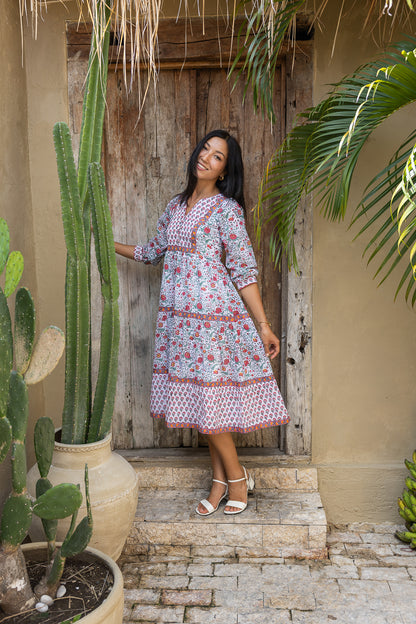 Wisteria Dress in Wine Bloom