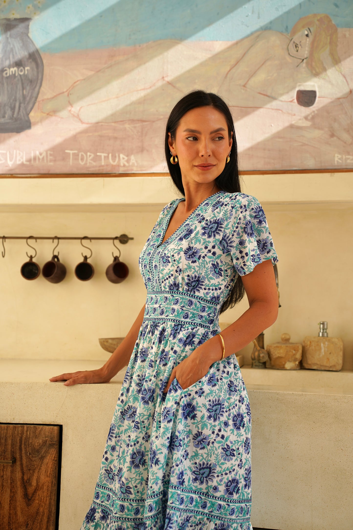 Olivia Dress in Seafoam Bloom