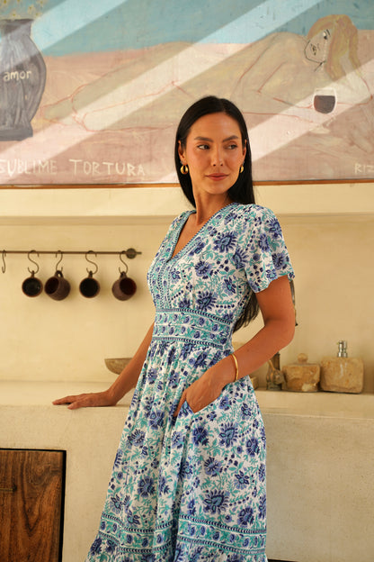 Olivia Dress in Seafoam Bloom