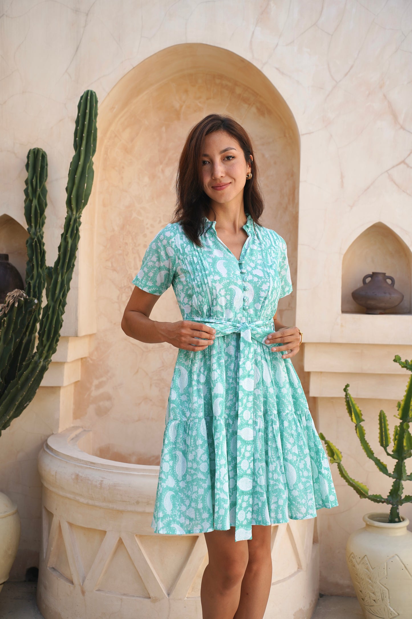 Hazel Dress in Seafoam Paisley