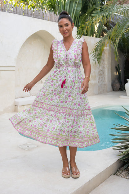 Jasmine Dress in Spring Rose Vine