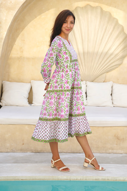 Wisteria Midi Dress in Pink