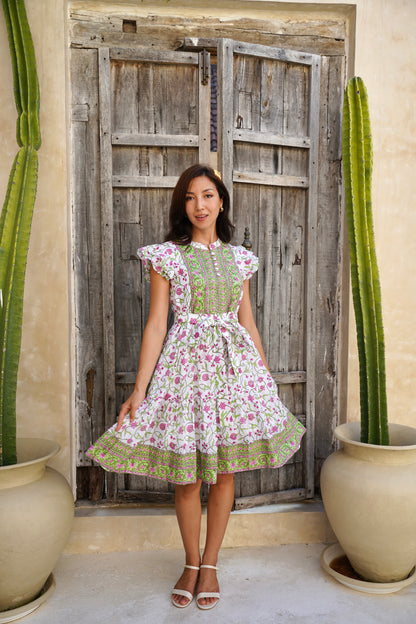 Camellia Dress in Spring Rose Vine
